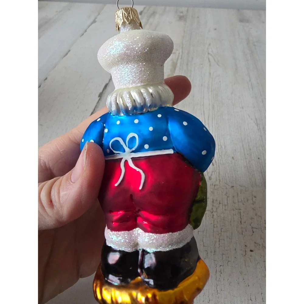 Glitter baking Santa Baker cook‎ ornament glass Xmas tree